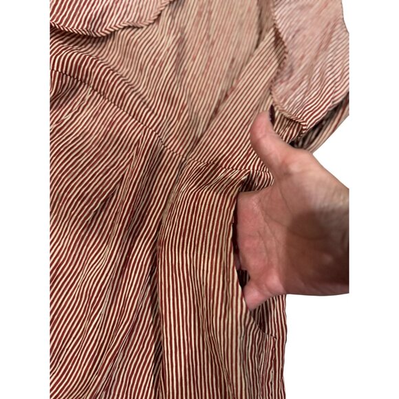 Eva France Womens Chic Jumpsuit S Brick Red White Striped Sleeveless Wide Leg - Picture 6 of 6